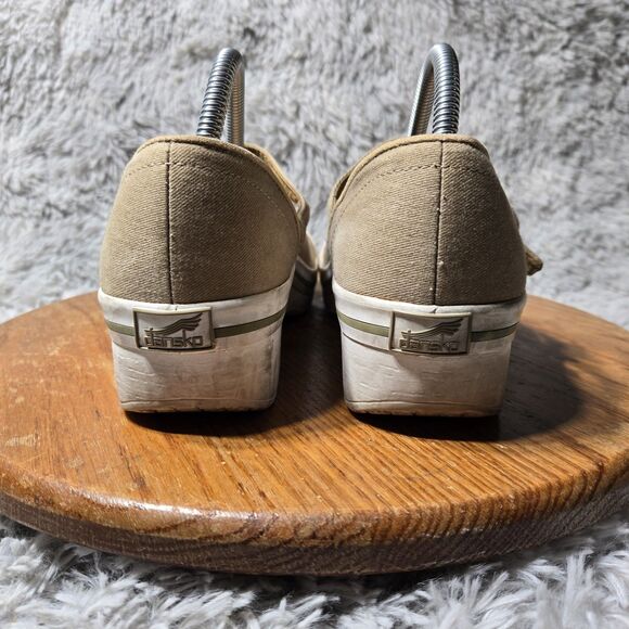 Dansko Vegan Valerie Mary Jane Women 9.5-10 EU 40 Shoe Beige Canvas Buckle Clogs - Picture 4 of 13